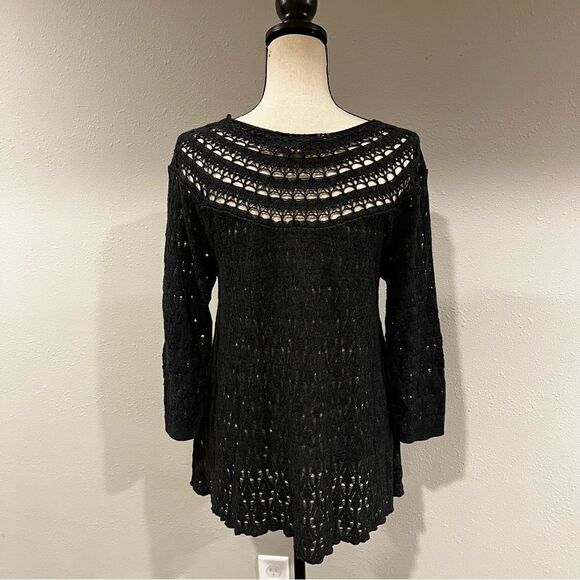 Open knit charcoal color sweater - Picture 5 of 13